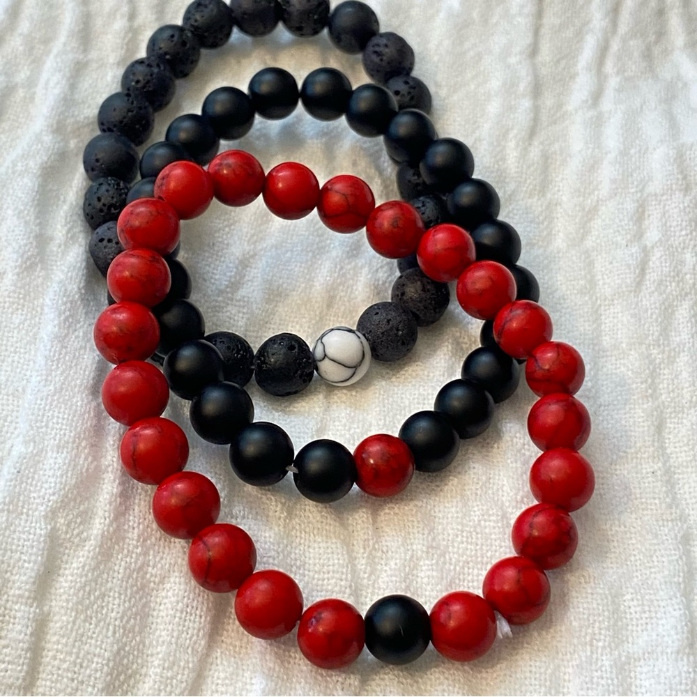 Semi-Precious Stone Stretch Bracelets x 3 size 6.50 inches